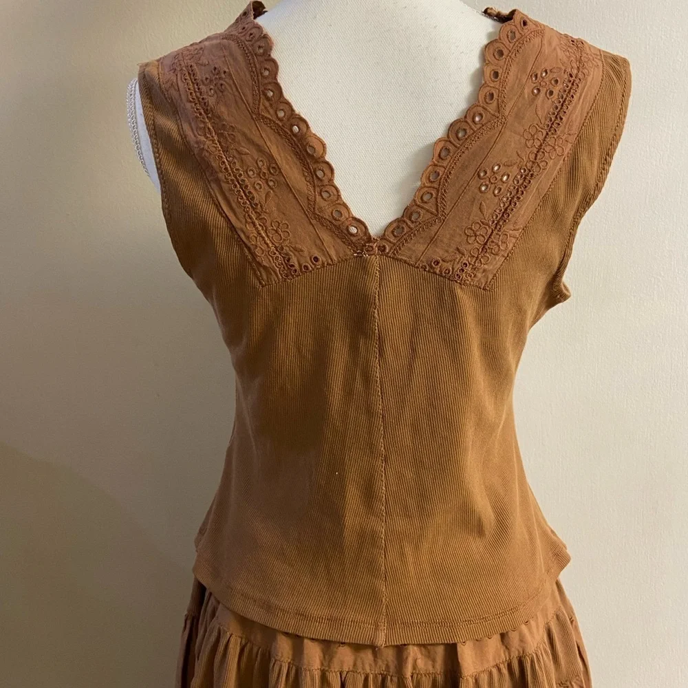 Free people Gesibelle in Macadamia Brown skirt set A line Medium NWT - Picture 13 of 16